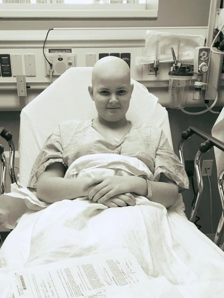 Sloane Dyer in a hospital bed