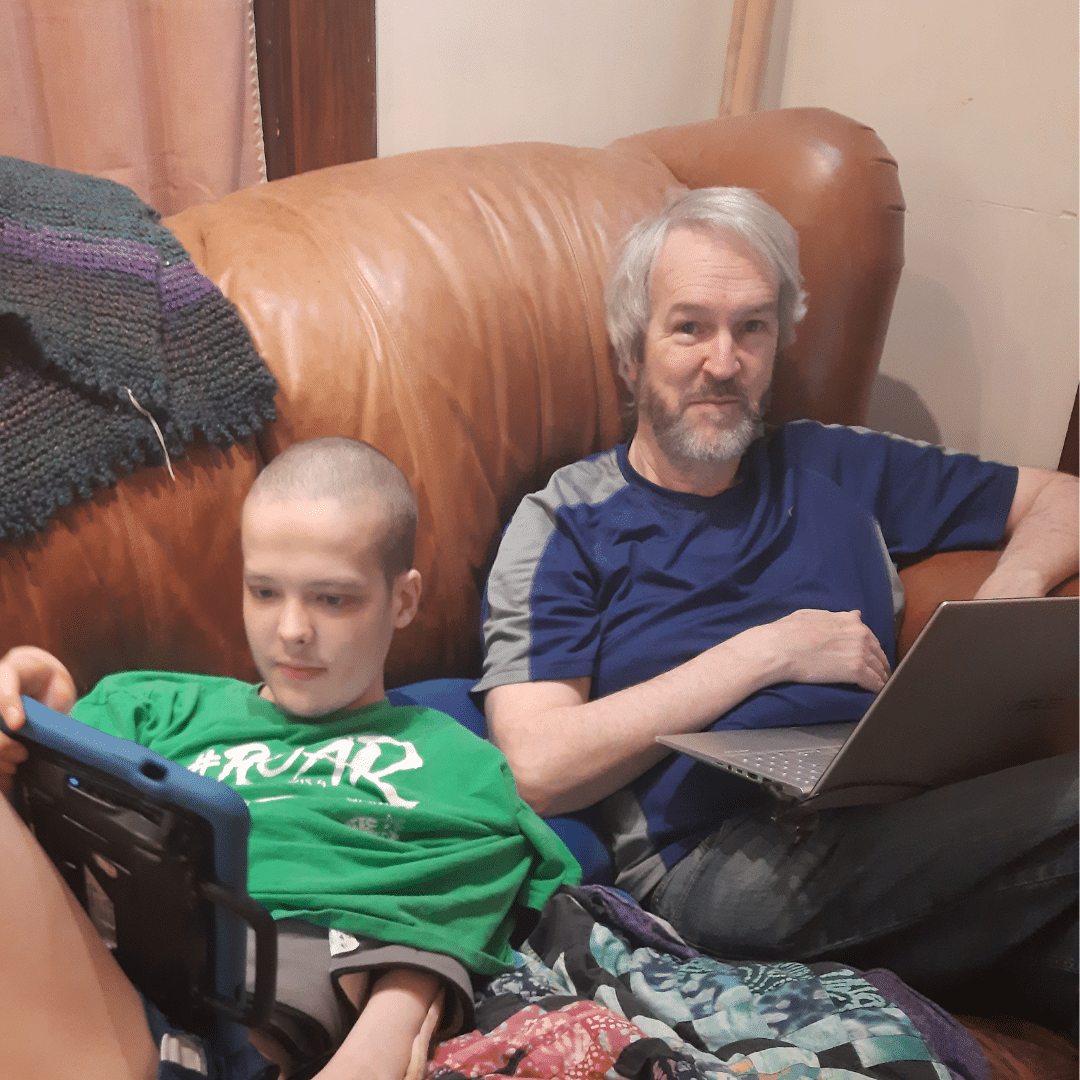 Ravi Herndon, osteosarcoma patient, with his dad