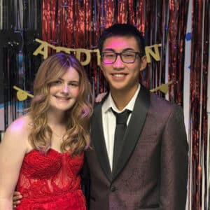 Addison with a friend at the "prom" her hospital staff hosted for her