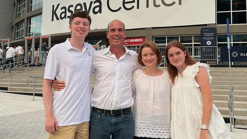 Sam Shumadine posing with his family