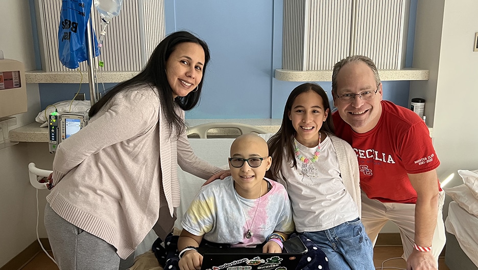 Angie and her family in the hospital